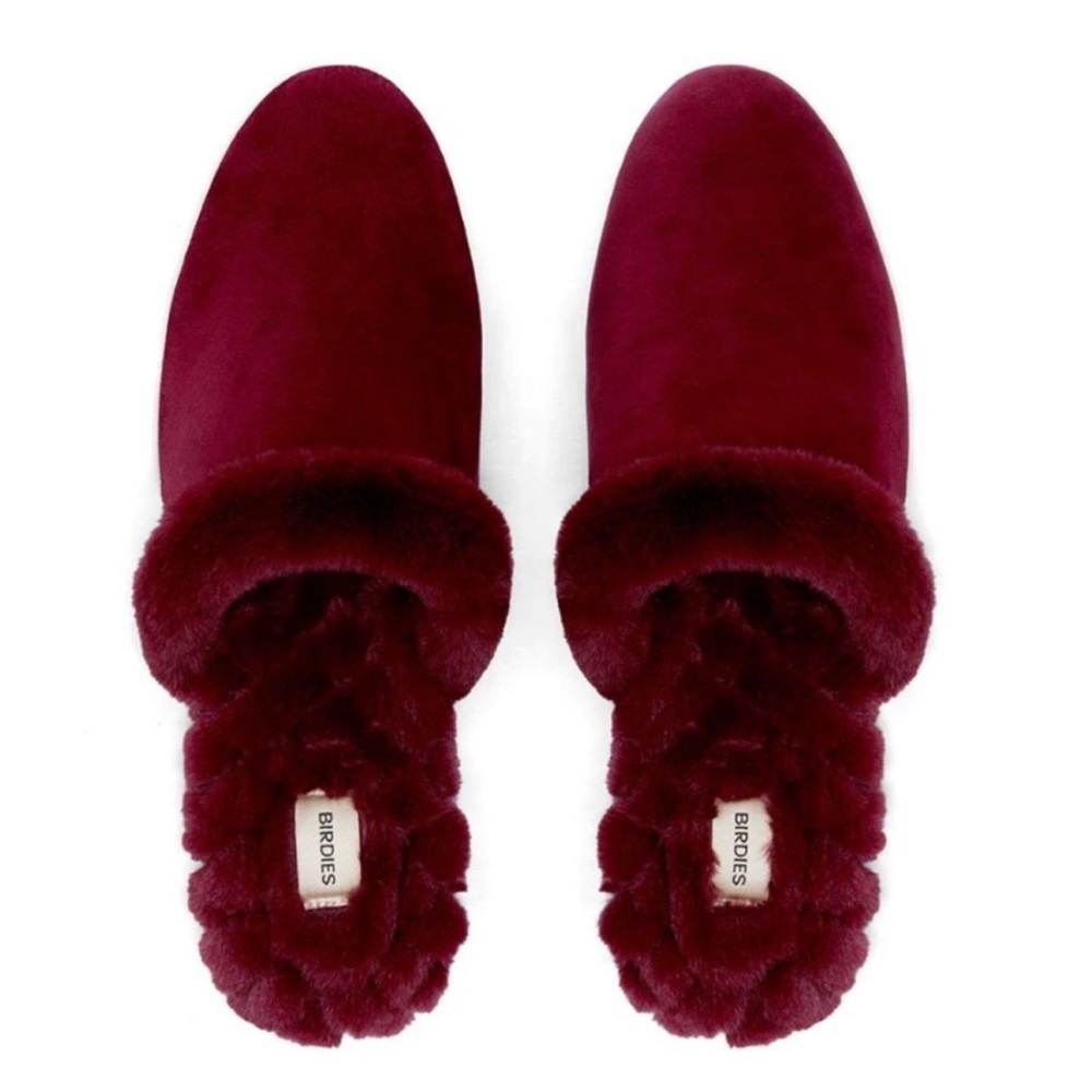 Birdies Burgundy Faux-Fur Slip-On Slippers